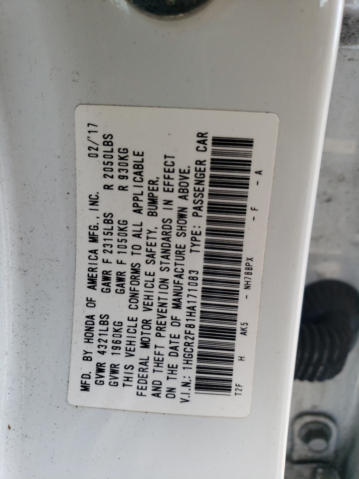 1HGCR2F81HA171083 2017 Honda Accord Exl