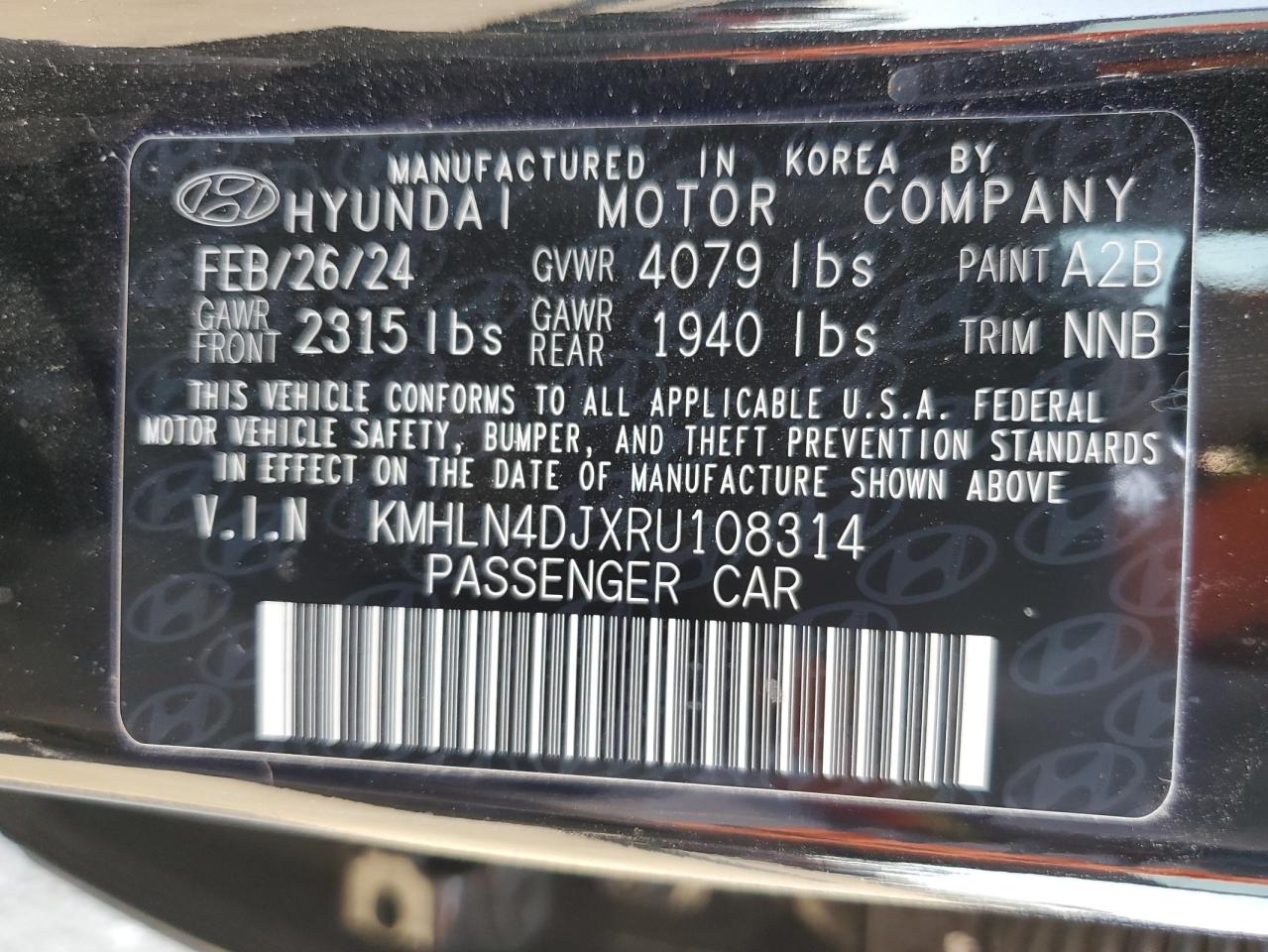 KMHLN4DJXRU108314 2024 Hyundai Elantra Limited