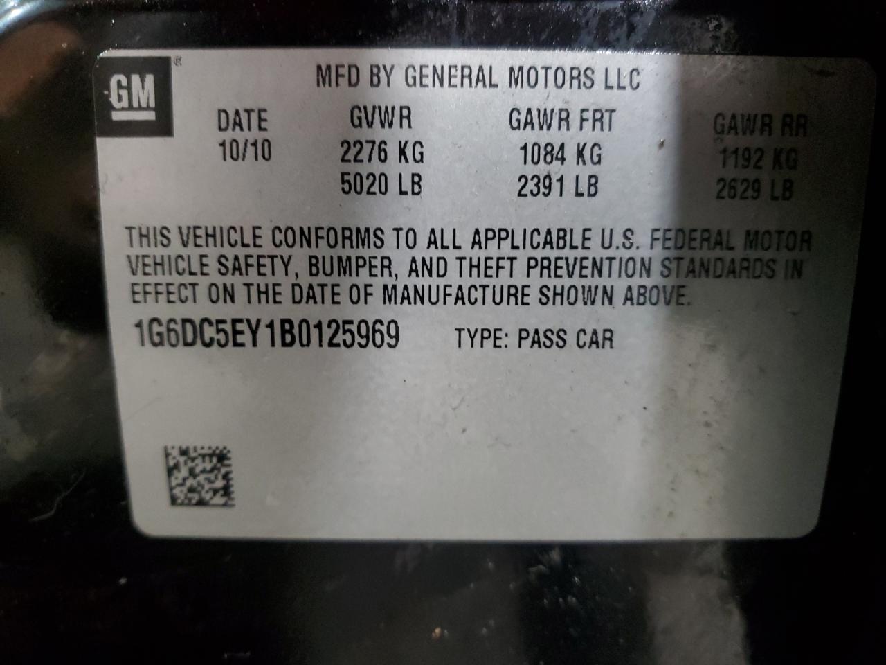 2011 Cadillac Cts VIN: 1G6DC5EY1B0125969 Lot: 73615514