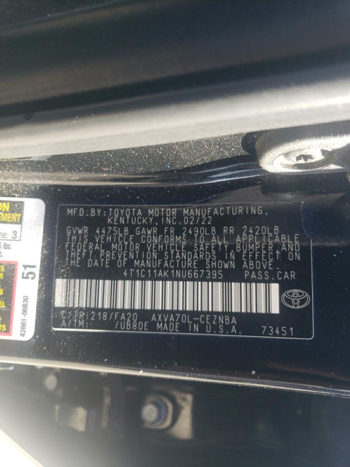 4T1C11AK1NU667395 2022 Toyota Camry Le