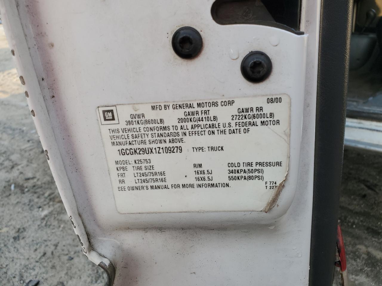 2001 Chevrolet Silverado K2500 VIN: 1GCGK29UX1Z109279 Lot: 76241124