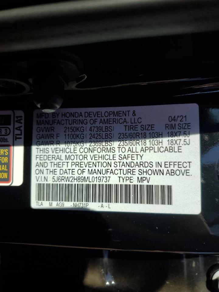 5J6RW2H89ML019737 2021 Honda Cr-V Exl