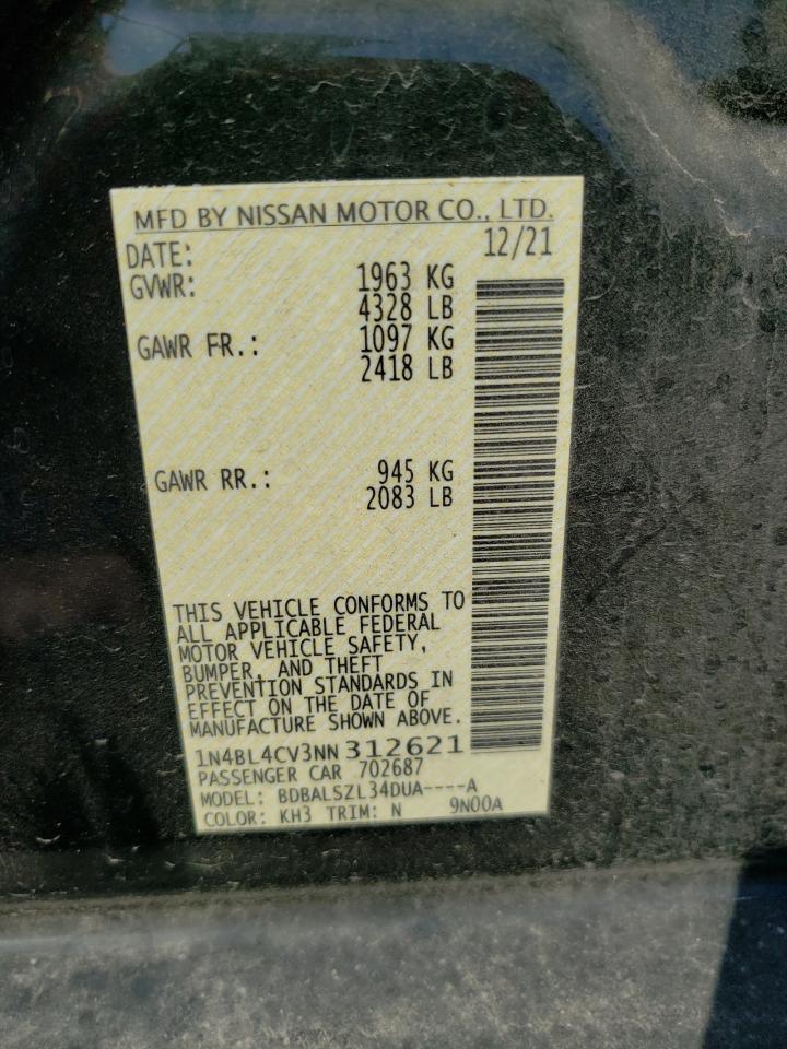 1N4BL4CV3NN312621 2022 Nissan Altima Sr