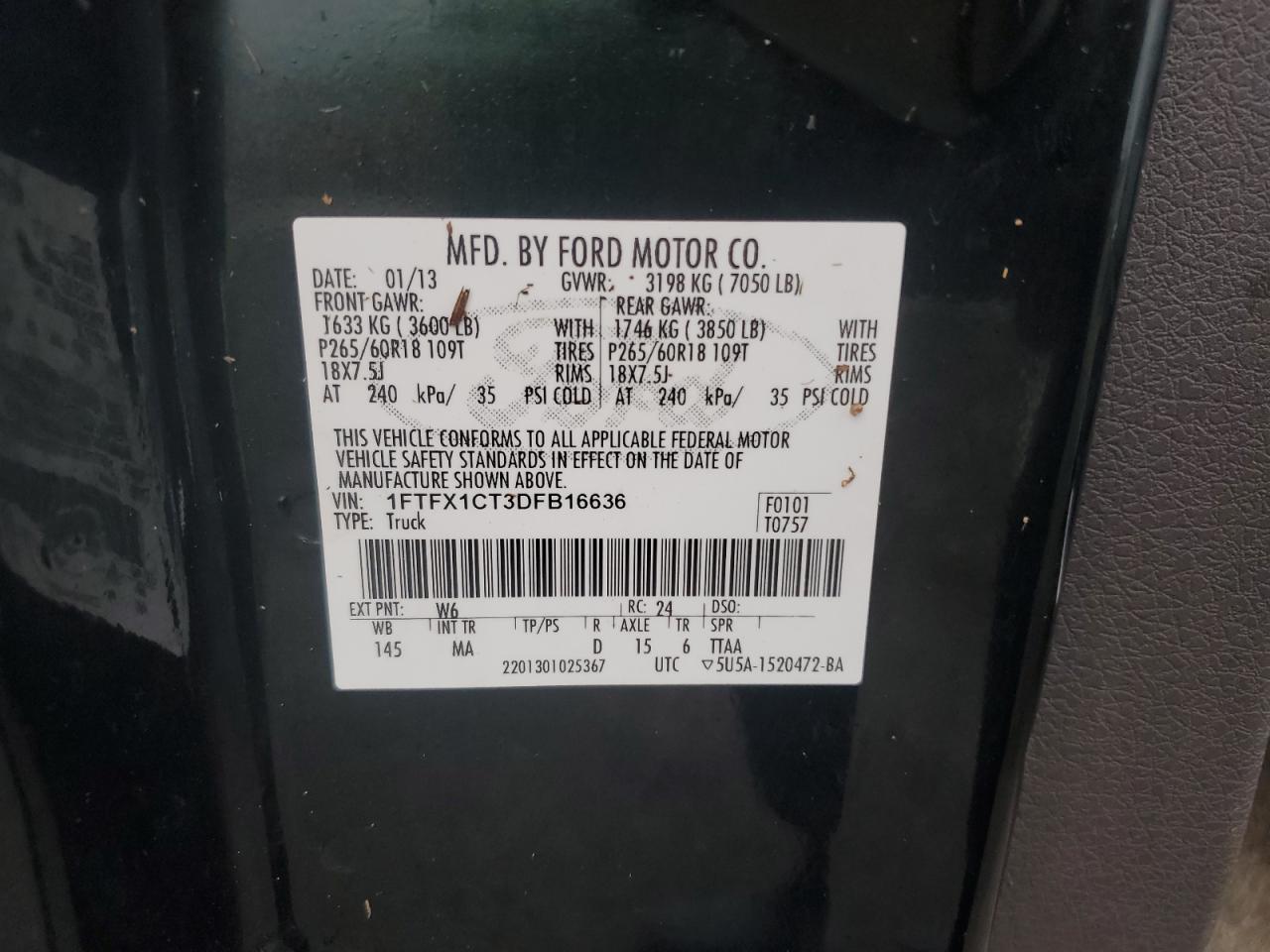 1FTFX1CT3DFB16636 2013 Ford F150 Super Cab