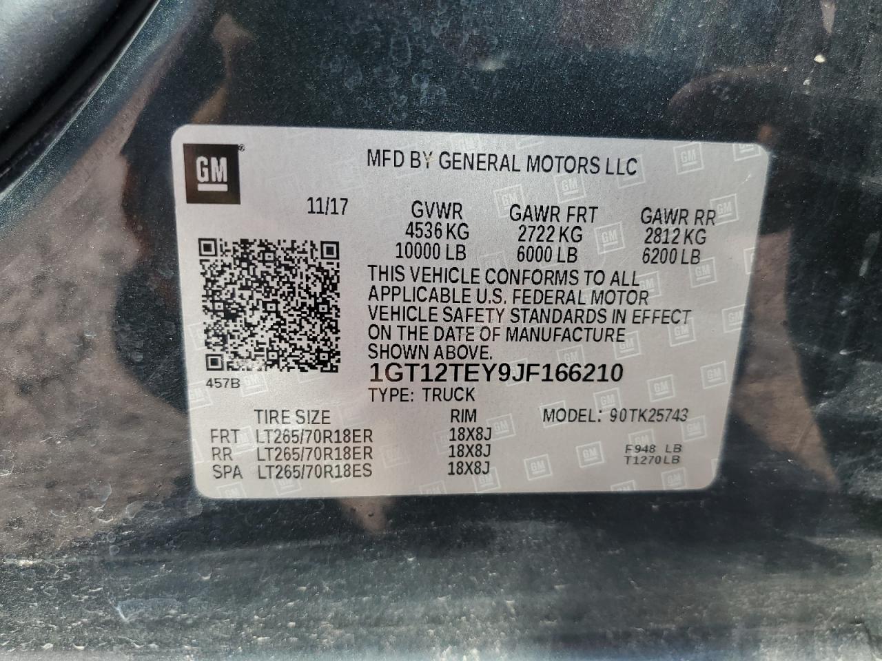 1GT12TEY9JF166210 2018 GMC Sierra K2500 Slt