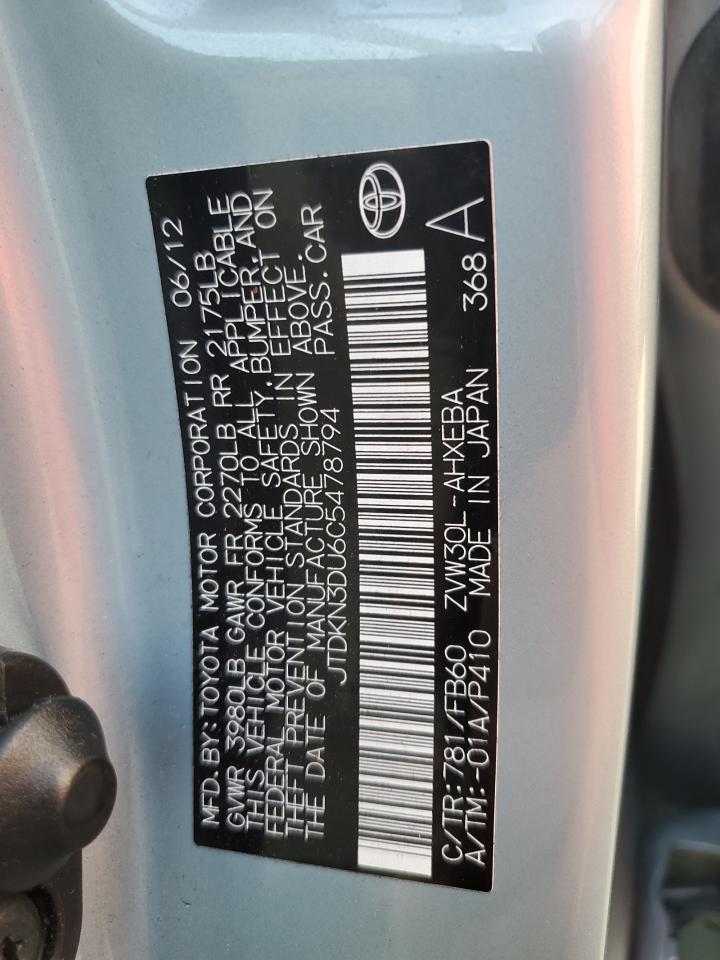 JTDKN3DU6C5478794 2012 Toyota Prius