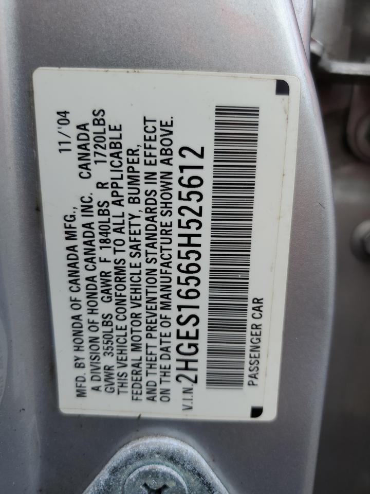 2HGES16565H525612 2005 Honda Civic Lx