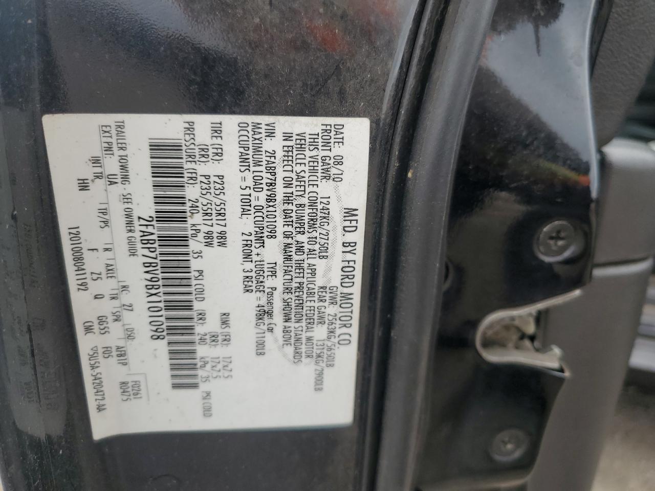 2011 Ford Crown Victoria Police Interceptor VIN: 2FABP7BV9BX101098 Lot: 73467384