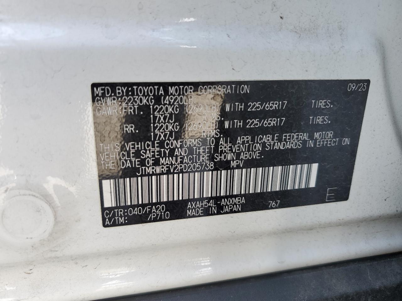 JTMRWRFV2PD205738 2023 Toyota Rav4 Xle