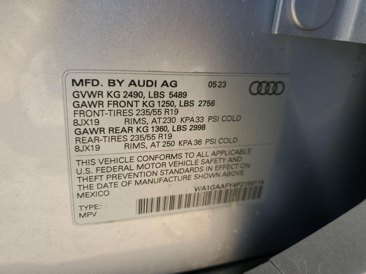 2023 Audi Q5 Premium 45 VIN: WA1GAAFY4P2156114 Lot: 77378484