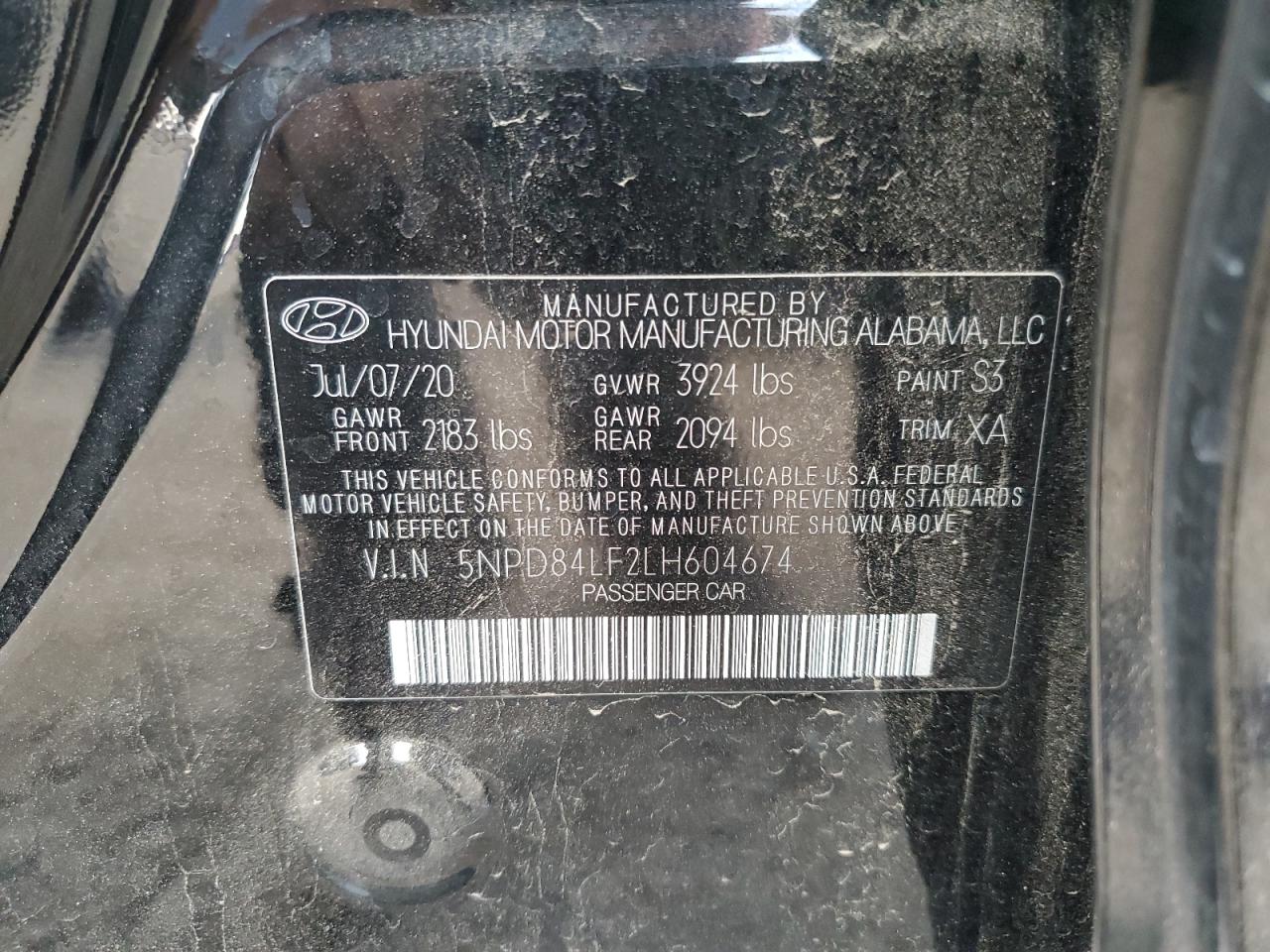 5NPD84LF2LH604674 2020 Hyundai Elantra Sel