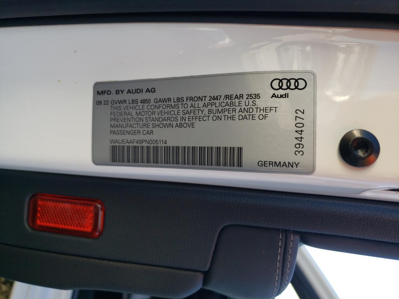 2023 Audi A4 Premium Plus 45 VIN: WAUEAAF49PN005114 Lot: 72476544