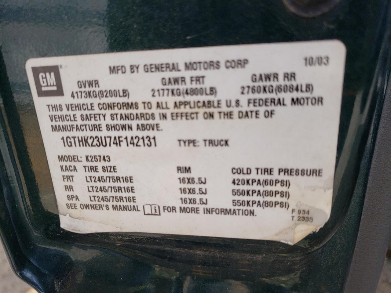 1GTHK23U74F142131 2004 GMC Sierra K2500 Heavy Duty