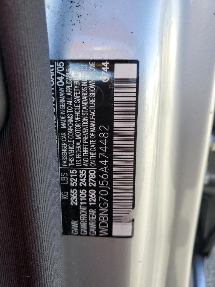 2006 Mercedes-Benz S 430 VIN: WDBNG70J56A474482 Lot: 76057624