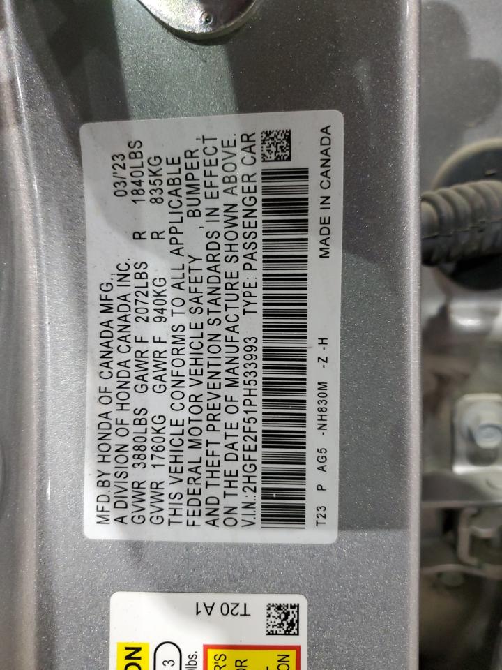2HGFE2F51PH533993 2023 Honda Civic Sport 2HGFE2F51PH533993 2023 Honda Civic Sport
