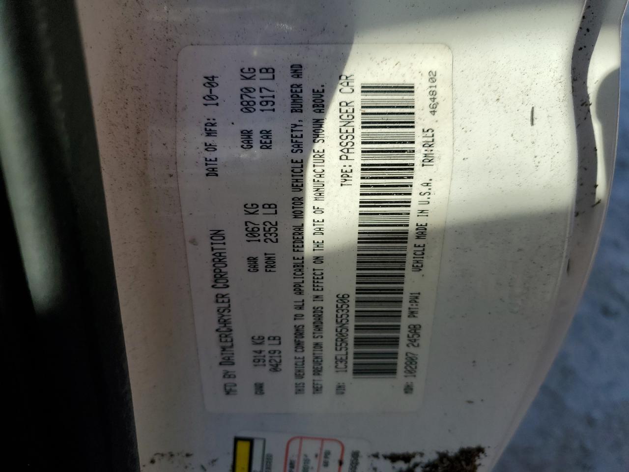 2005 Chrysler Sebring Touring VIN: 1C3EL55R05N553506 Lot: 78063504