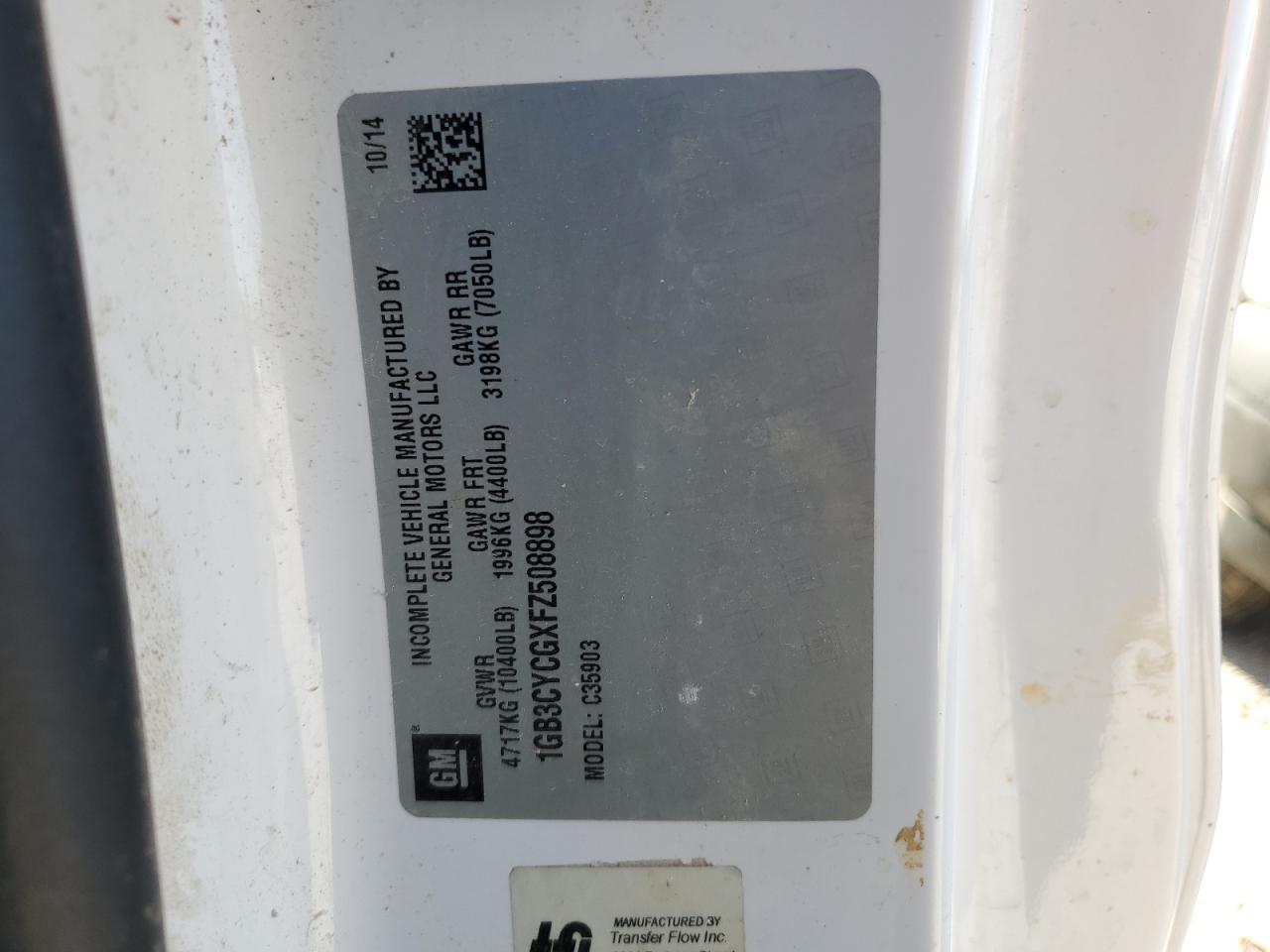 2015 Chevrolet Silverado C3500 VIN: 1GB3CYCGXFZ508898 Lot: 74578634