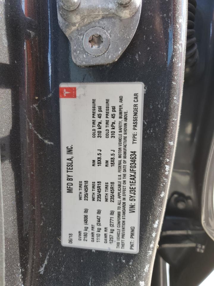 5YJ3E1EAXJF034634 2018 Tesla Model 3