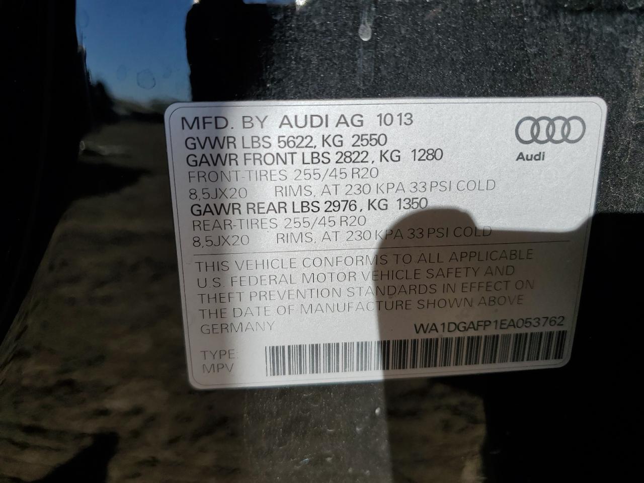 2014 Audi Q5 Premium Plus VIN: WA1DGAFP1EA053762 Lot: 77344814