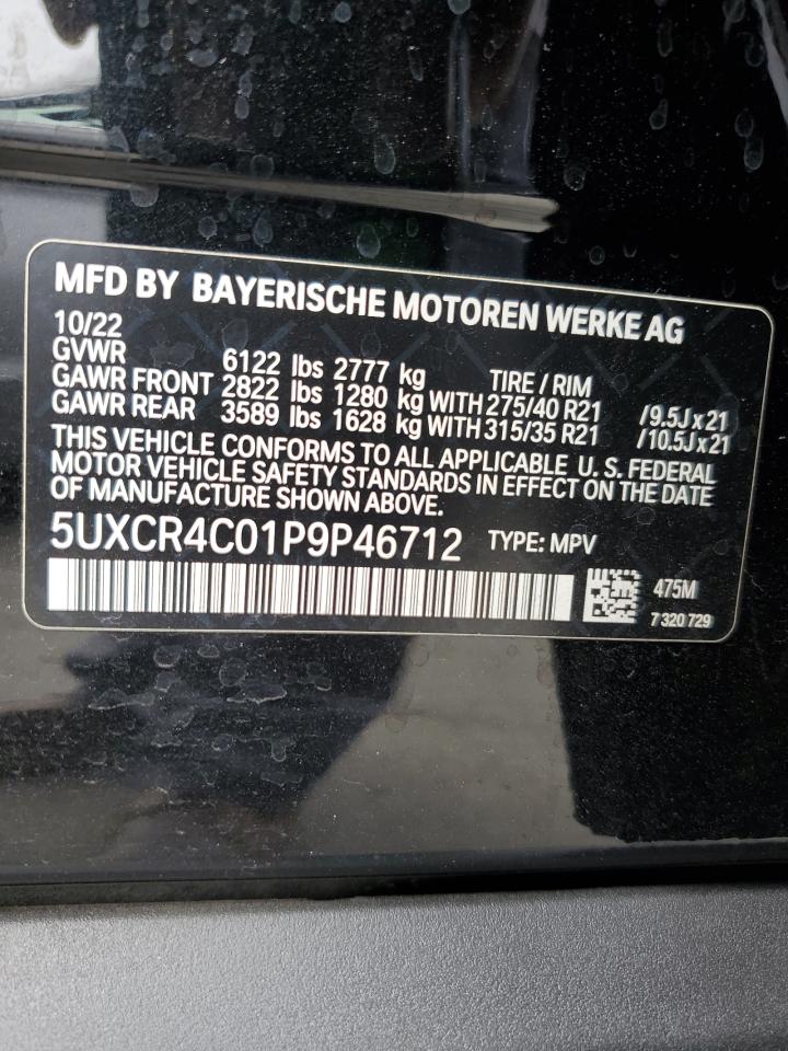 2023 BMW X5 Sdrive 40I VIN: 5UXCR4C01P9P46712 Lot: 74485004