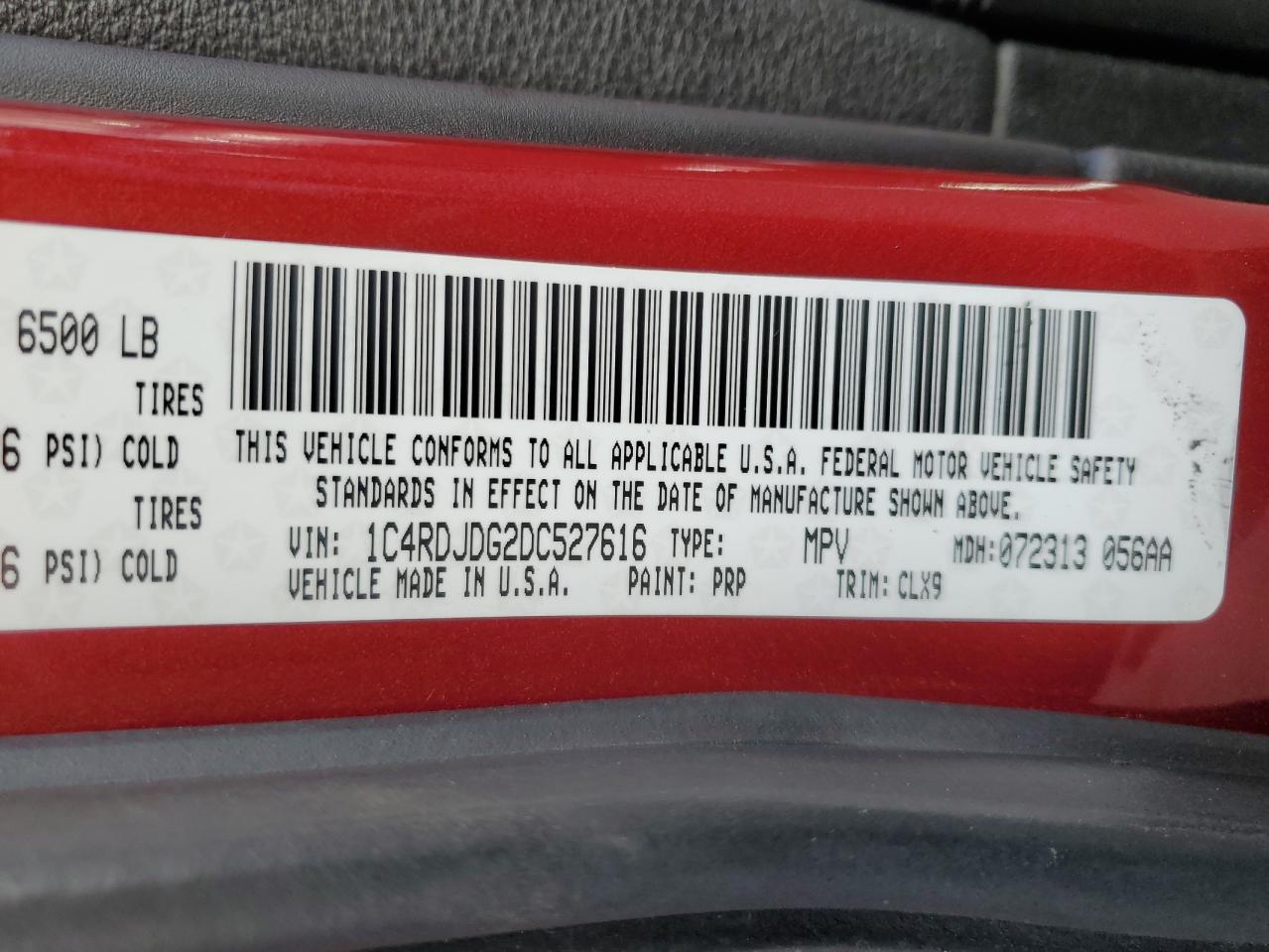 2013 Dodge Durango Crew VIN: 1C4RDJDG2DC527616 Lot: 74576764