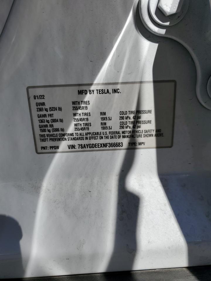 7SAYGDEEXNF366683 Tesla Model Y 2022. Фото: 13