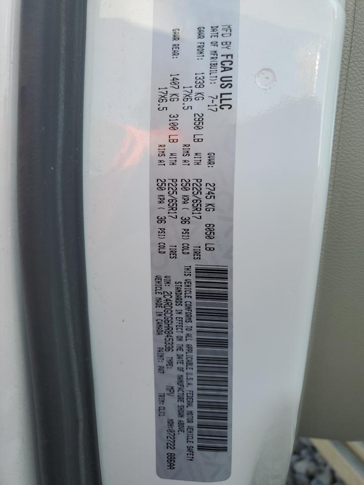 2017 Dodge Grand Caravan Sxt VIN: 2C4RDGCG6HR845336 Lot: 73380604