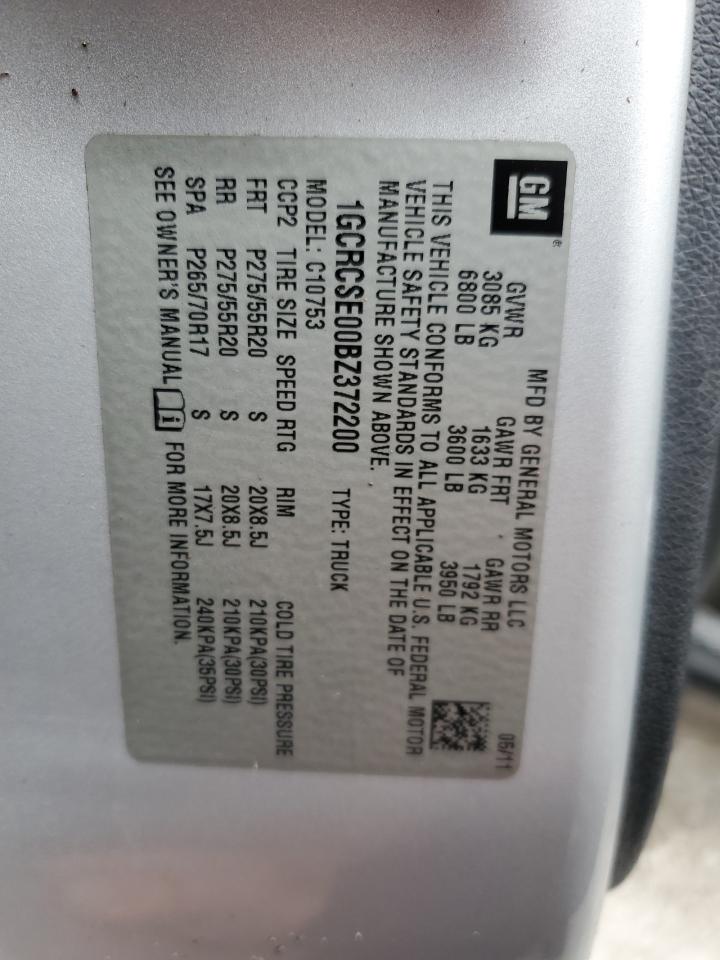 2011 Chevrolet Silverado C1500 Lt VIN: 1GCRCSE00BZ372200 Lot: 75171554