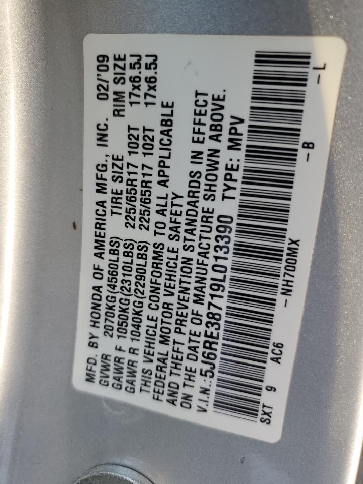 5J6RE38719L013390 2009 Honda Cr-V Exl