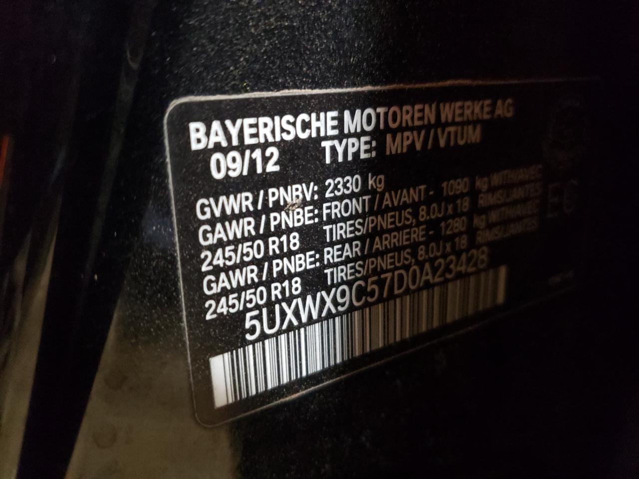 VIN 5UXWX9C57D0A23428 2013 BMW X3 no.12