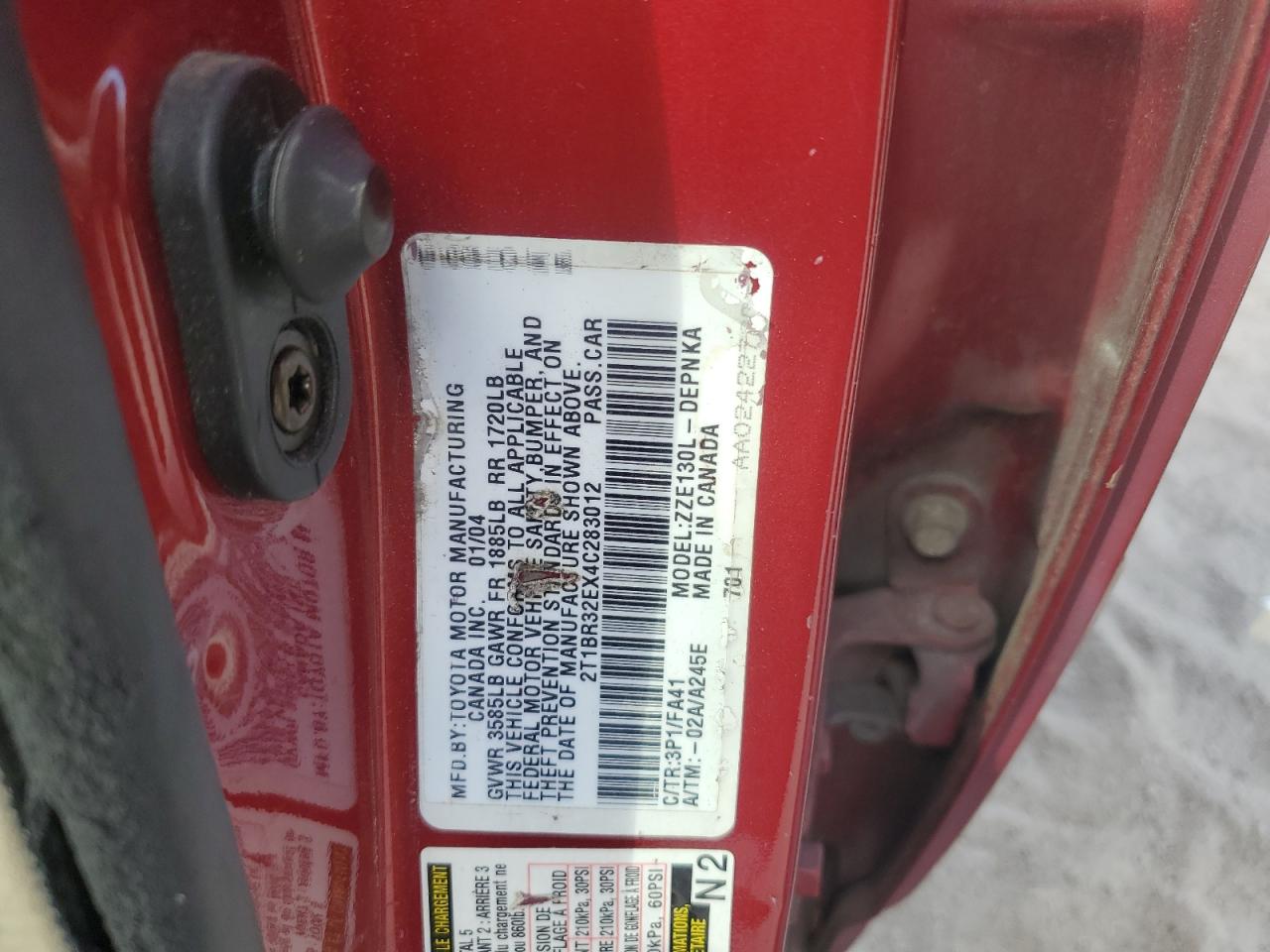 2004 Toyota Corolla Ce VIN: 2T1BR32EX4C283012 Lot: 77075834