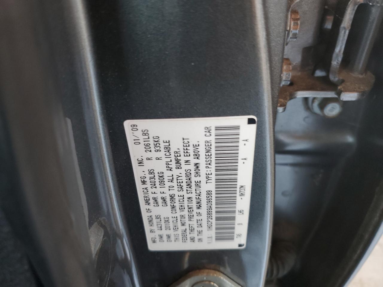 2009 Honda Accord Exl VIN: 1HGCP26899A096589 Lot: 74930944