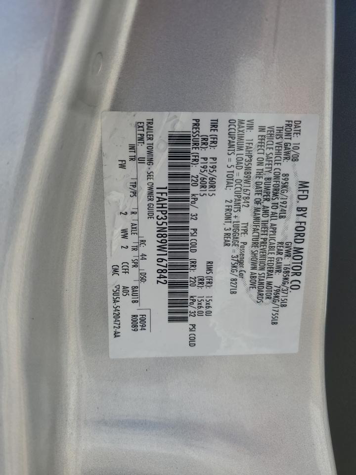 1FAHP35N89W167842 2009 Ford Focus Se