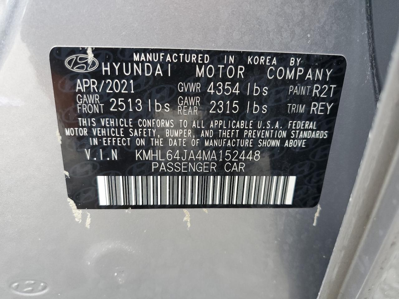 KMHL64JA4MA152448 2021 Hyundai Sonata Sel