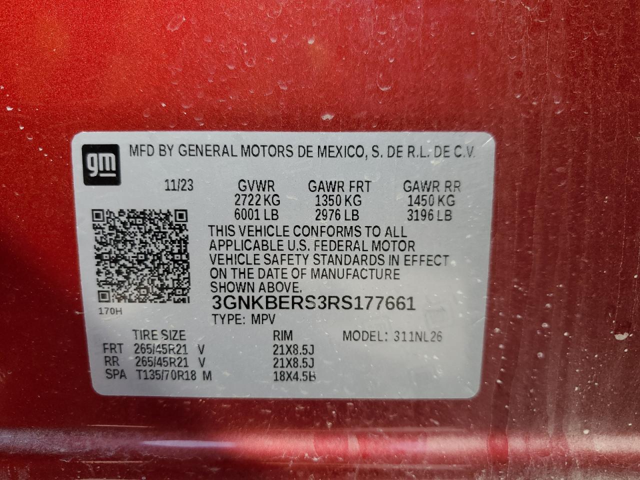 VIN 3GNKBERS3RS177661 2024 CHEVROLET BLAZER no.13