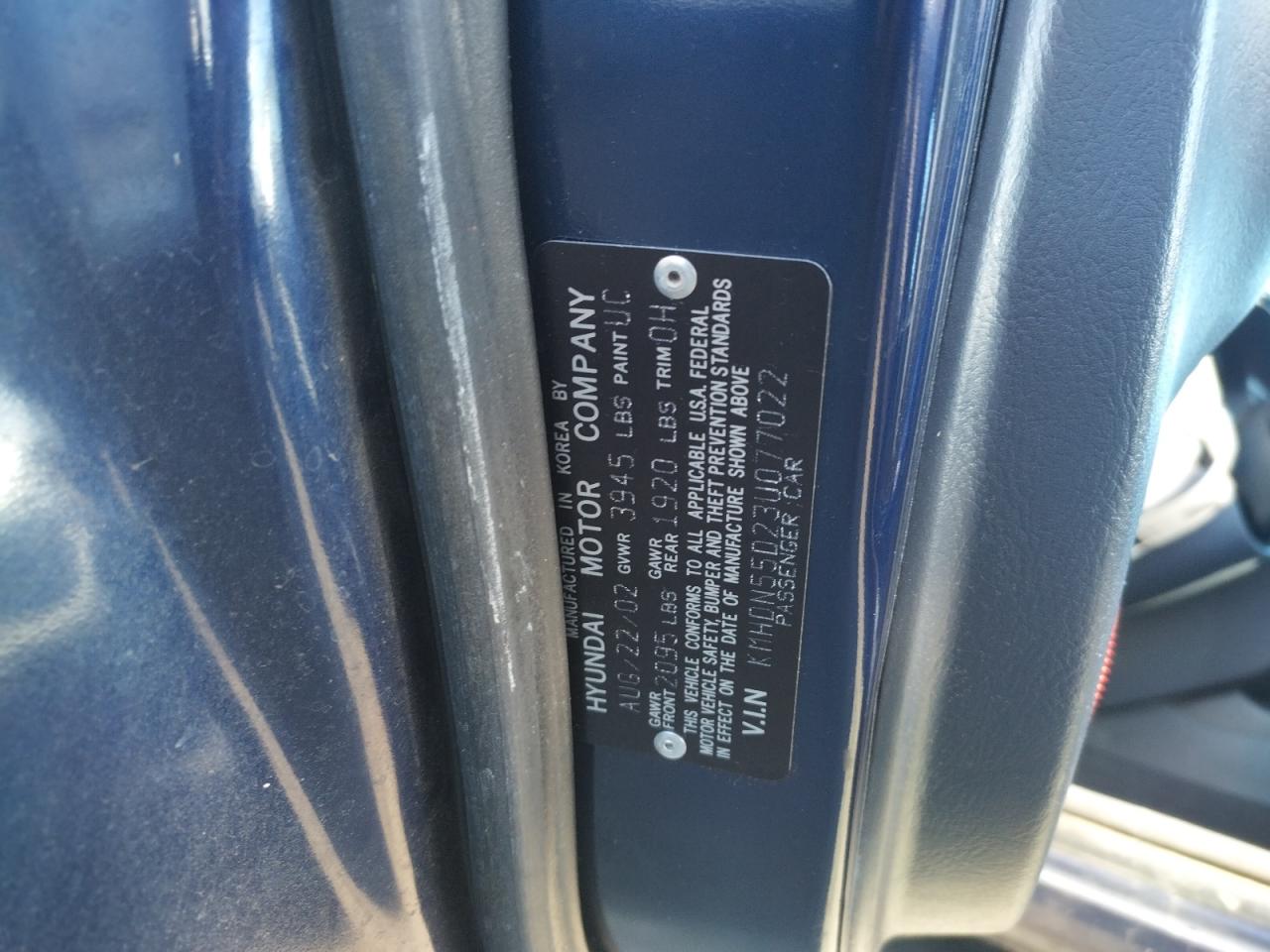 KMHDN55D23U077022 2003 Hyundai Elantra Gls