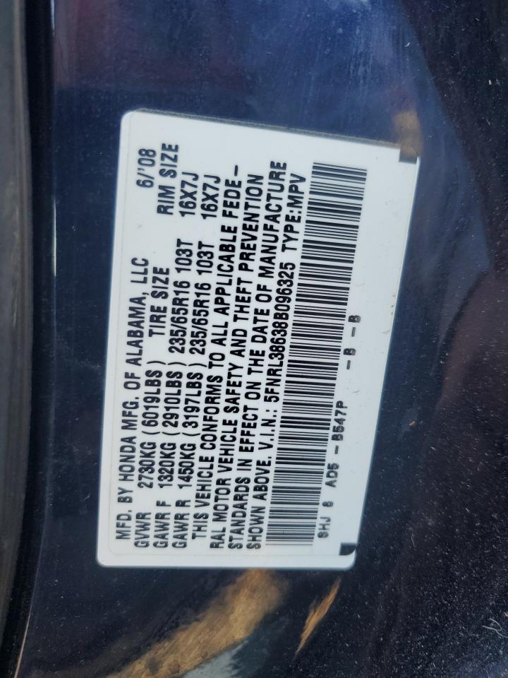 5FNRL38638B096325 2008 Honda Odyssey Exl