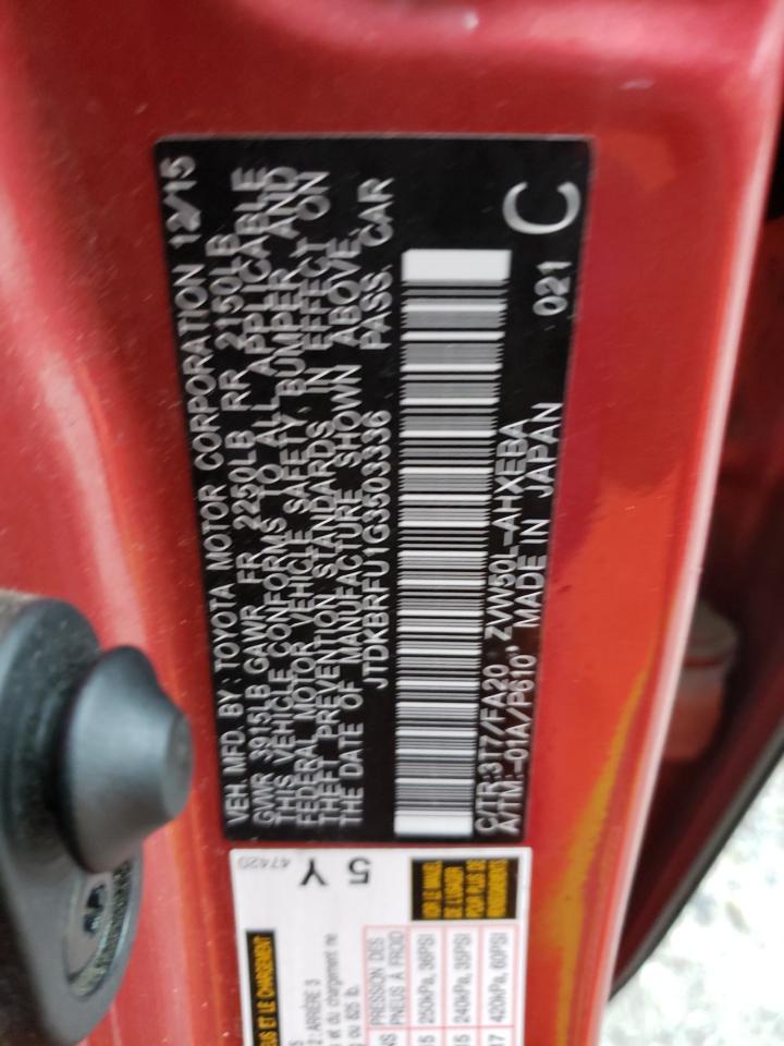 JTDKBRFU1G3503336 2016 Toyota Prius