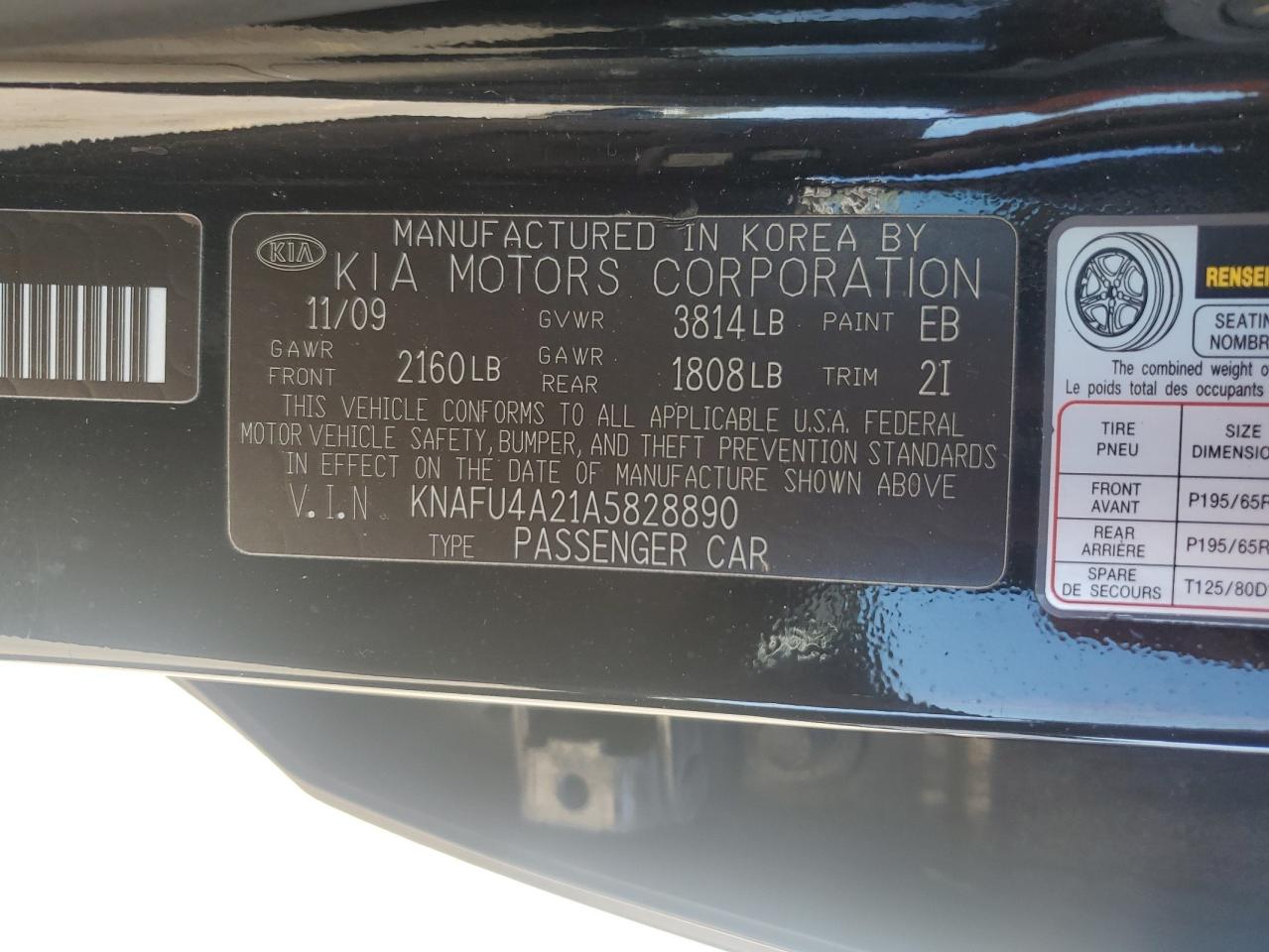 2010 Kia Forte Ex VIN: KNAFU4A21A5828890 Lot: 75049284