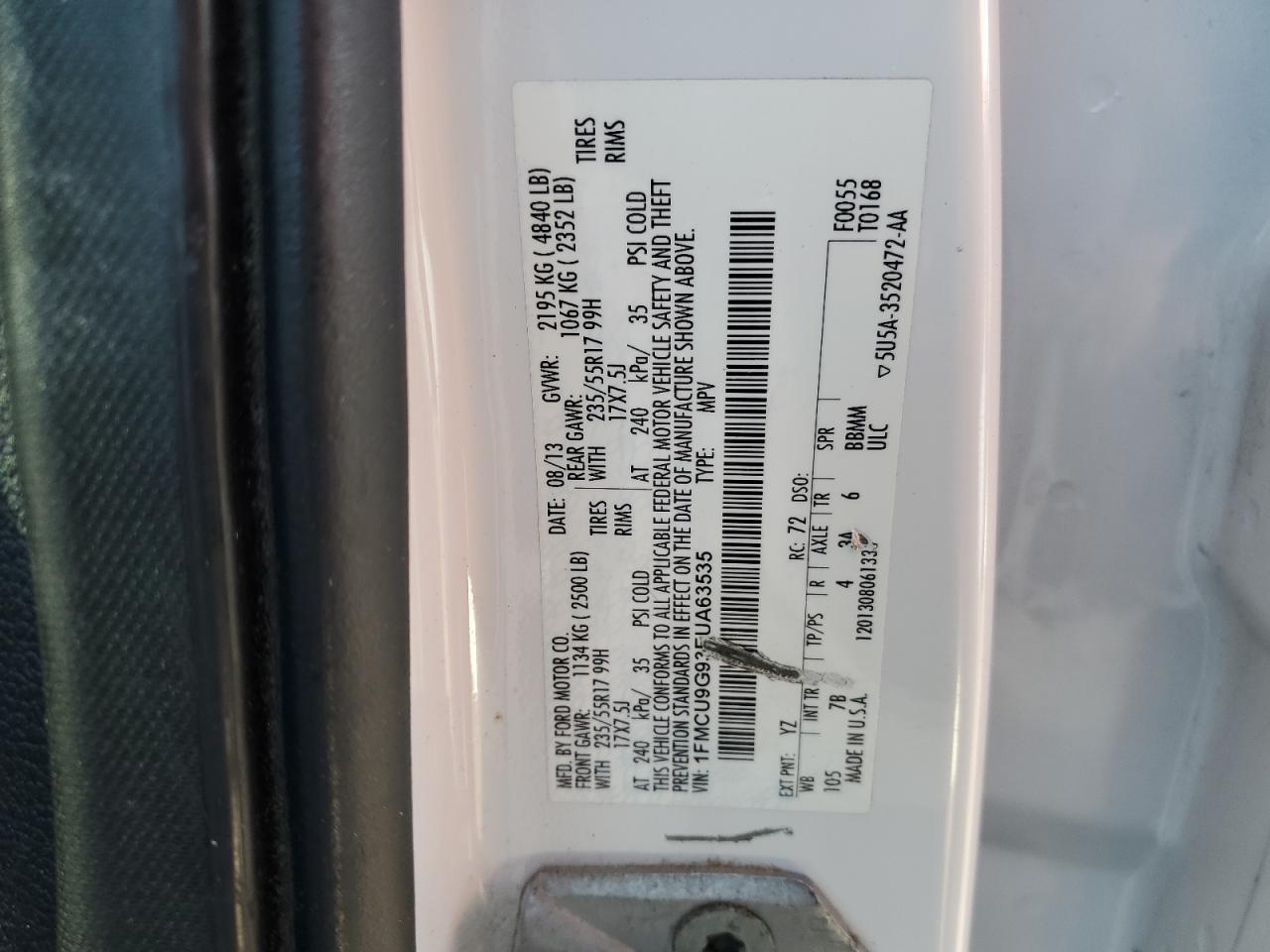 1FMCU9G93EUA63535 2014 Ford Escape Se