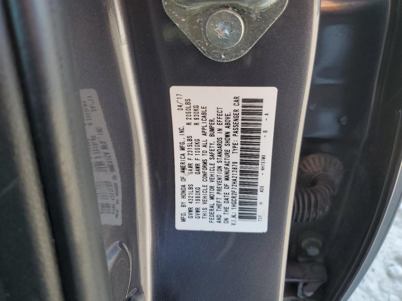 1HGCR2F72HA213879 2017 Honda Accord Ex