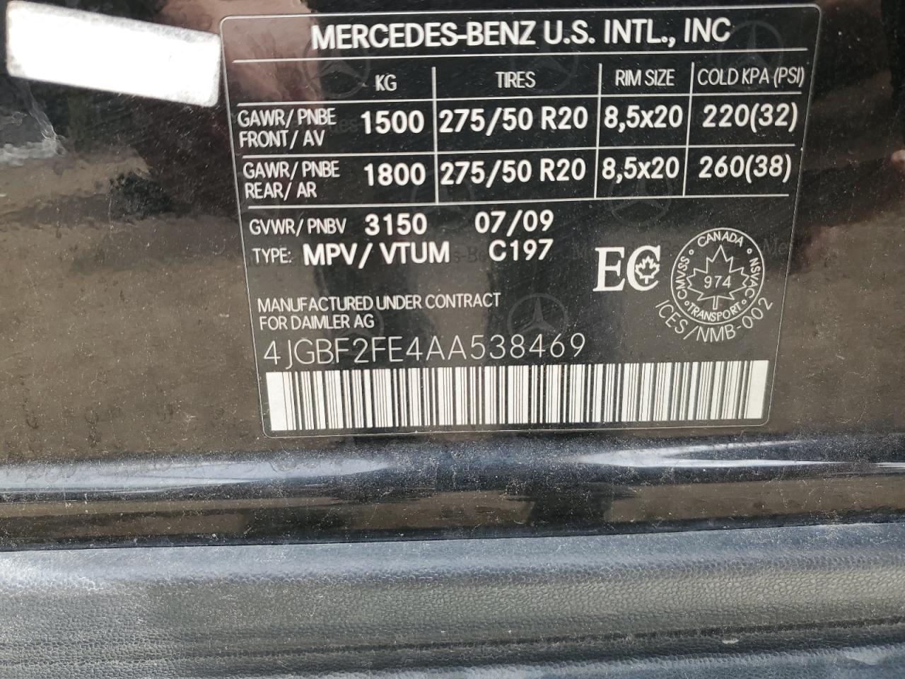 2010 Mercedes-Benz Gl 350 Bluetec VIN: 4JGBF2FE4AA538469 Lot: 75174524