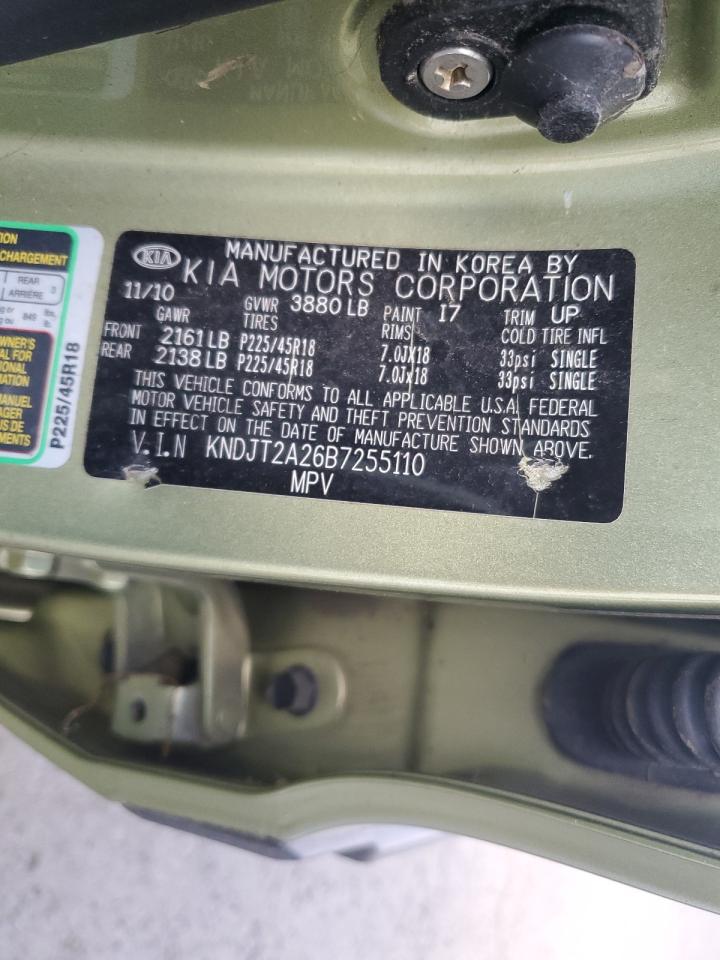 2011 Kia Soul + VIN: KNDJT2A26B7255110 Lot: 76158954