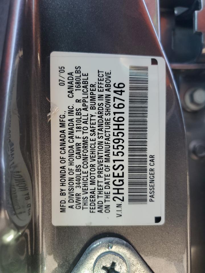 2HGES15595H616746 2005 Honda Civic Lx