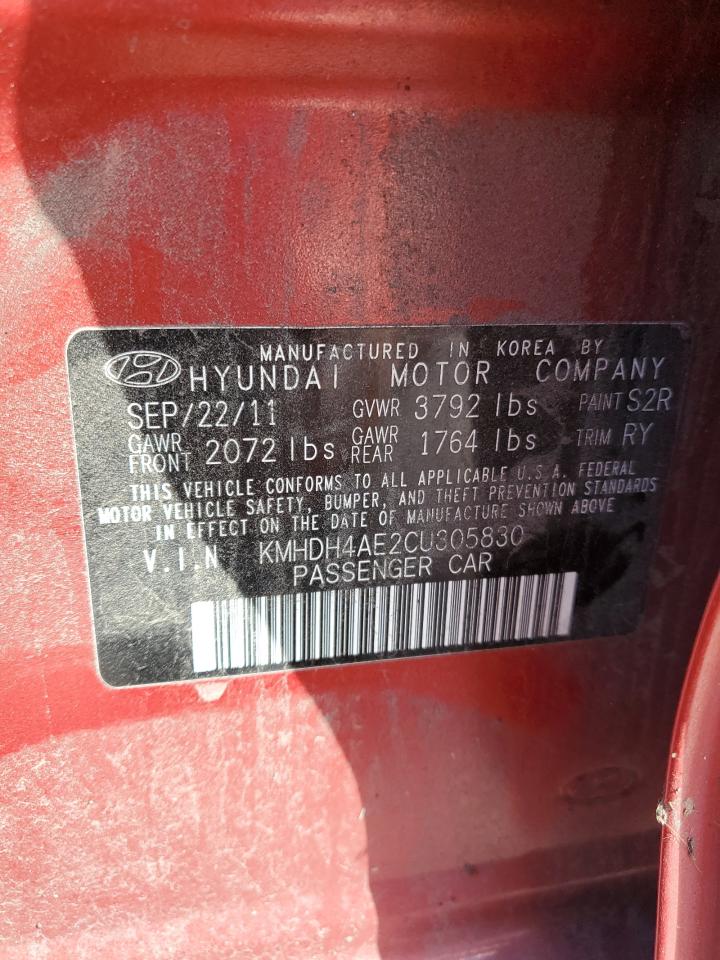 KMHDH4AE2CU305830 2012 Hyundai Elantra Gls