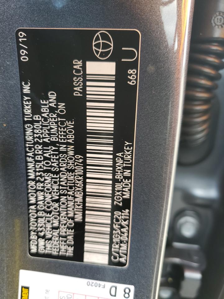 NMTKHMBX6KR100749 2019 Toyota C-Hr Xle