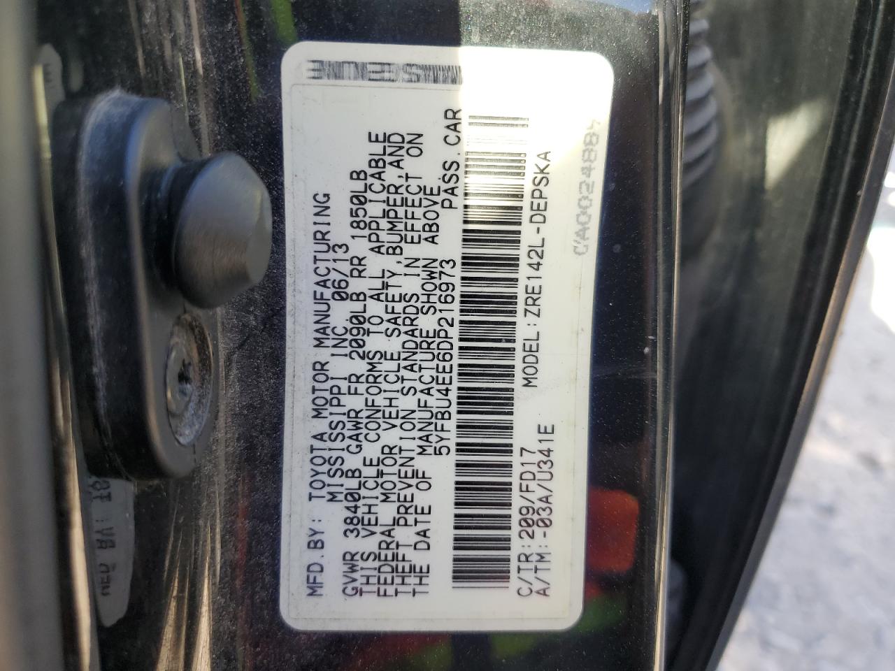 5YFBU4EE6DP216973 2013 Toyota Corolla Base