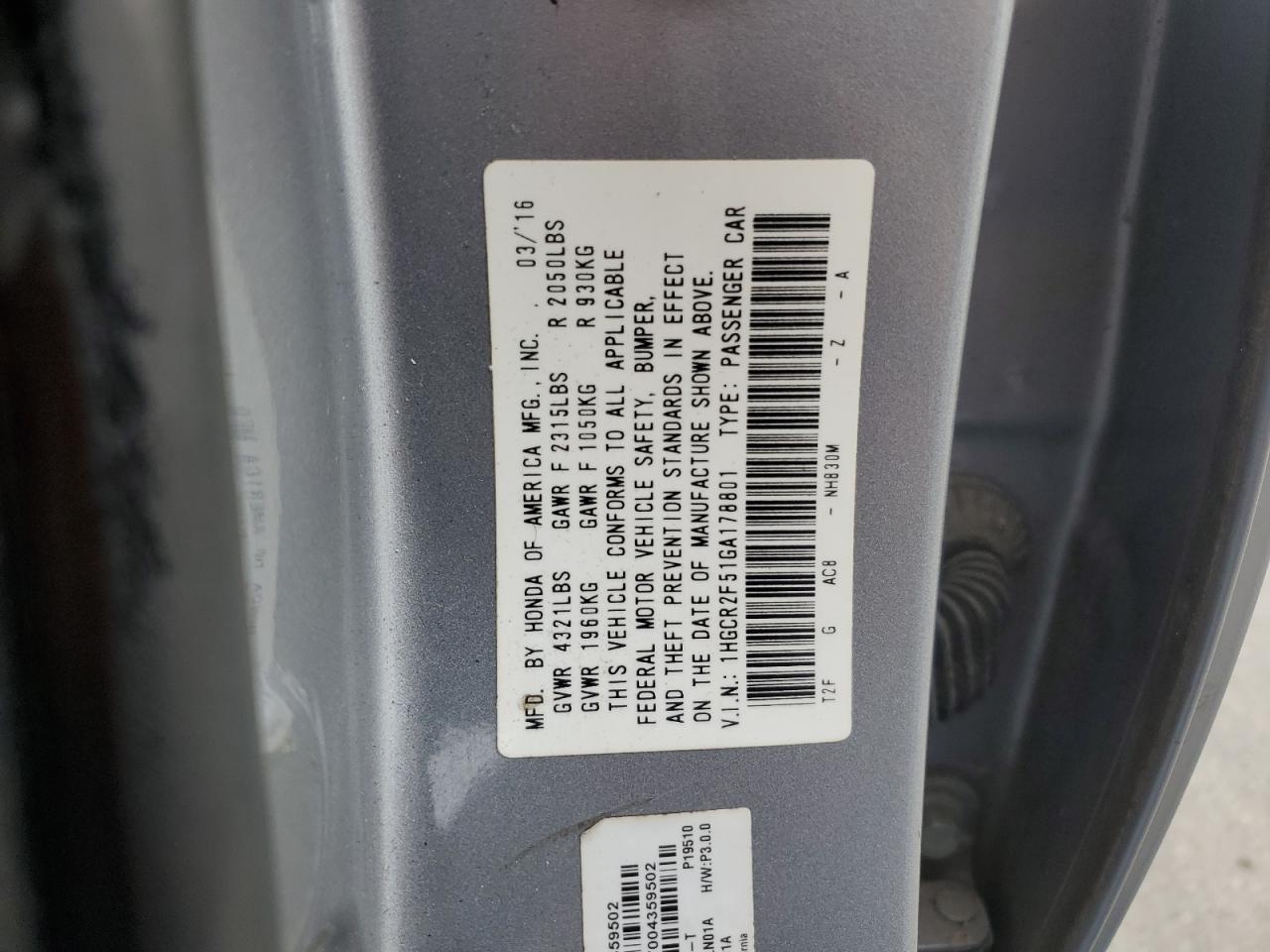 1HGCR2F51GA178801 2016 Honda Accord Sport