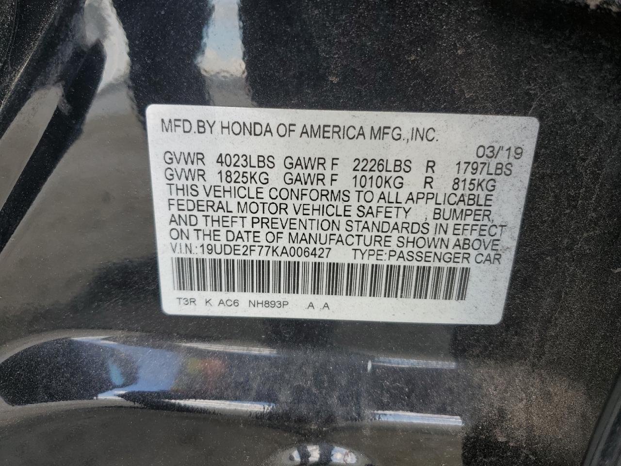 19UDE2F77KA006427 2019 Acura Ilx Premium