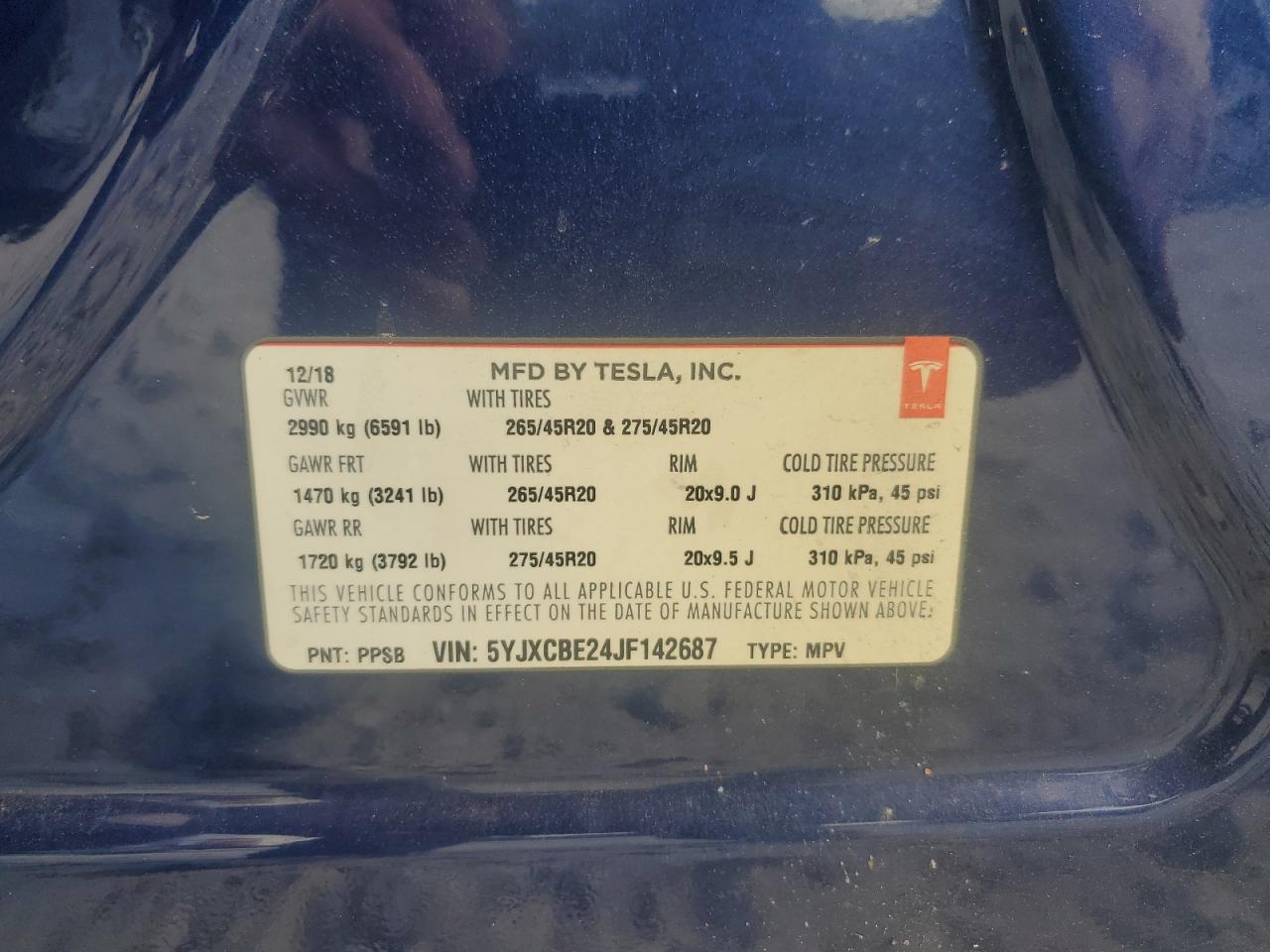 5YJXCBE24JF142687 2018 Tesla Model X